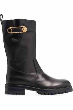 VERSACE Bottes Safety Pin en cuir de veau