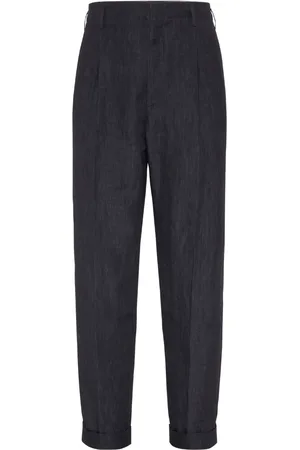 Brunello Cucinelli Pantalon en lin à effet délavé