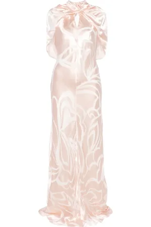 Alberta Ferretti Robe en satin à coupe longue