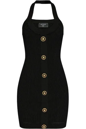 Balmain Robe courte en maille nervurée