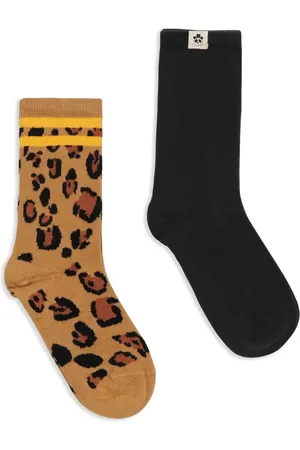 Mini Rodini Lot de deux paires de chaussettes à imprimé léopard