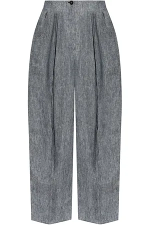 Emporio Armani Pantalon en chambray à détails plissés