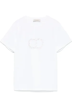 Twin-Set T-shirt à logo Oval T en strass