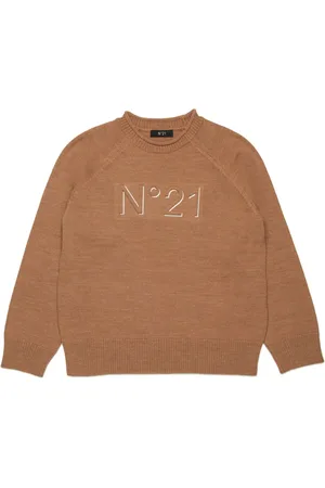 Nº21 Pull en laine mélangée à logo brodé