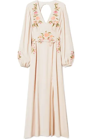 Twin-Set Robe longue à fleurs brodées