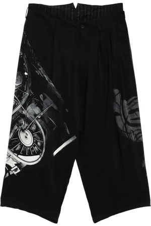 YOHJI YAMAMOTO Pantalon à imprimé roue