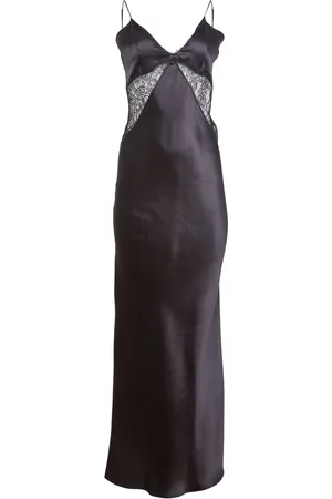 FLEUR DU MAL Robe longue en soie à finitions en dentelle