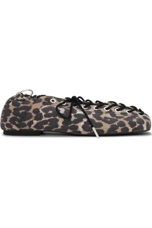 Ganni Ballerines lacées à imprimé léopard