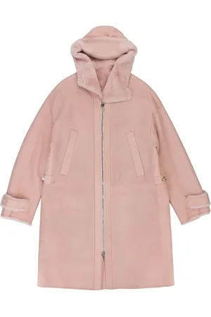 Loro Piana Manteau en peau lainée à design croisé