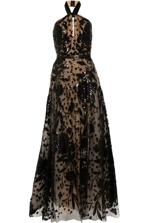 Elie saab Robe longue brodée à dos-nu