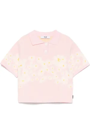Msgm Polo à fleurs en intarsia