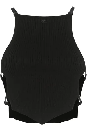 Courrèges Haut crop à design nervuré