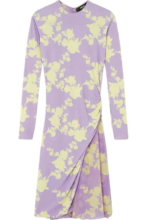 VERSACE Robe froncée Wild Roses à coupe mi-longue
