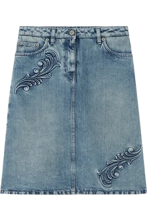 VERSACE Jupe en jean Barocco à coupe évasée