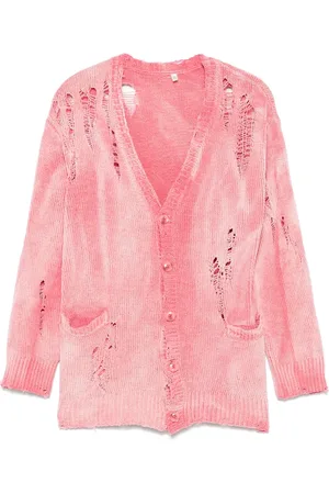R13 Cardigan à effet usé