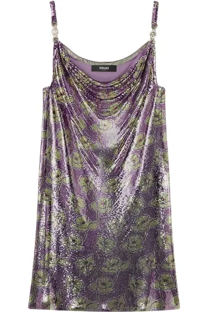 VERSACE Robe-nuisette Poppies Metal Mesh à coupe courte