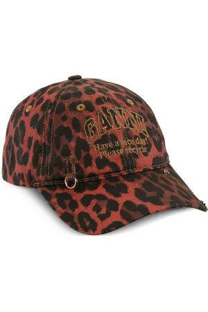Ganni Casquette à imprimé léopard