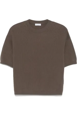 Brunello Cucinelli T-shirt en maille fine à design nervuré