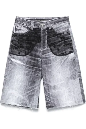 Andersson Bell Short en jean à empiècements en dentelle