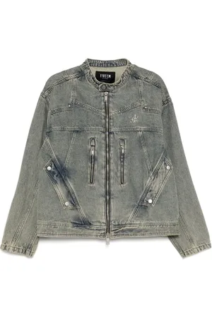 FIVE CM Veste en jean à logo clouté