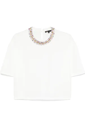 Maje T-shirt à col orné de cristaux