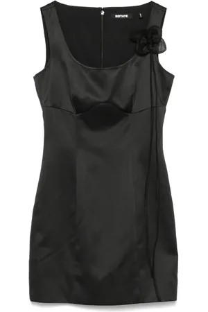 ROTATE Robe en satin à fleurs appliquées