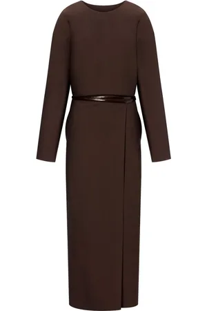 Serafini Robe mi-longue ceinturée à manches longues