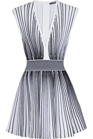 Balmain Robe bicolore en maille à coupe évasée