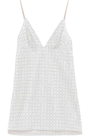 ROTATE Robe courte ornée de perles à coupe évasée