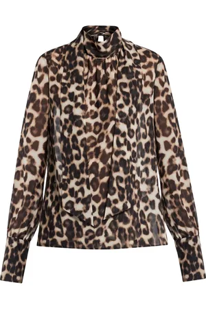 SER.O.YA Blouse en soie à imprimé léopard