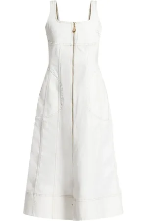 AJE Robe en coton à coupe mi-longue