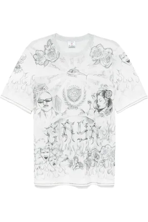 Casablanca T-shirt en résille à imprimé tatouage