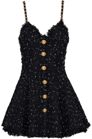 Balmain Robe en tweed à pois