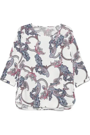 CENERE GB Blouse en soie à imprimé graphique
