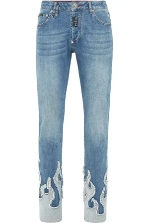 Philipp Plein Jean à appliqué flamme