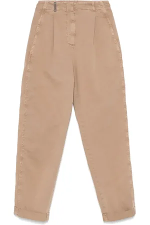 PESERICO SIGN Pantalon en gabardine à effet délavé