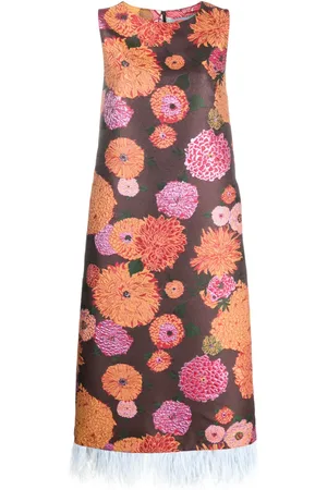 La DoubleJ Robe mi-longue Column à fleurs en jacquard