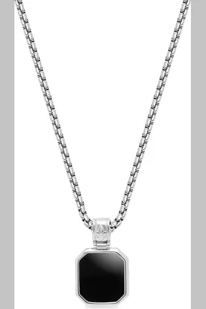 Nialaya Collier à pendentif carré à onyx