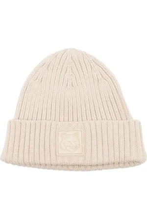 Maison Kitsuné Bonnet en cuir à patch logo