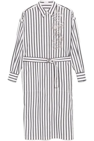 Brunello Cucinelli Robe-chemise à fleurs brodées
