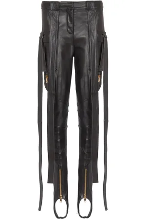 Balmain Pantalon en cuir à poches cargo