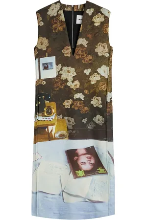 Jil Sander Robe mi-longue à imprimé graphique