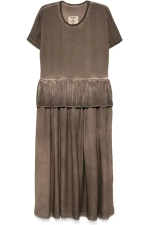 UMA WANG Robe mi-longue à volants superposés