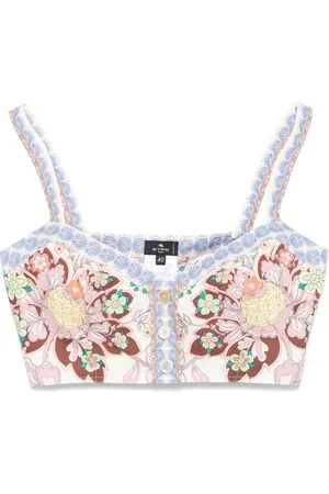 Etro Haut crop à fleurs imprimées