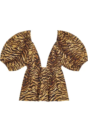 Ganni Blouse évasée à imprimé tigre