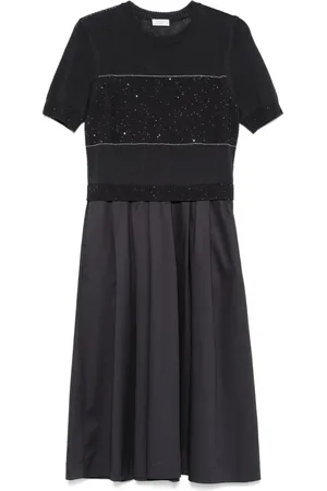 PESERICO SIGN Robe brodée de sequins à empiècements contrastants
