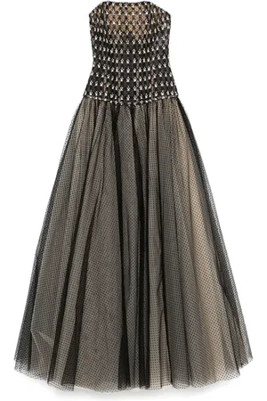 Dina Melwani Robe longue à ornements en cristal