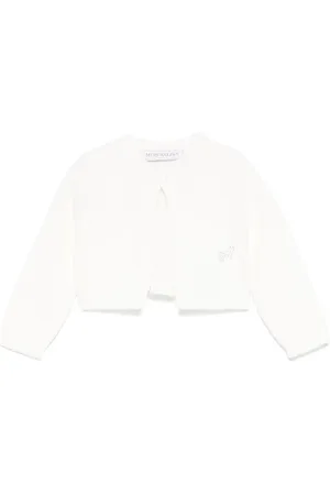 MONNALISA Cardigan en laine à logo en cristaux