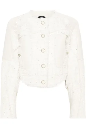 GCDS Veste à empiècement en cuir