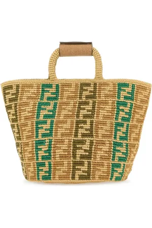 Fendi Sac cabas en raphia à motif monogrammé